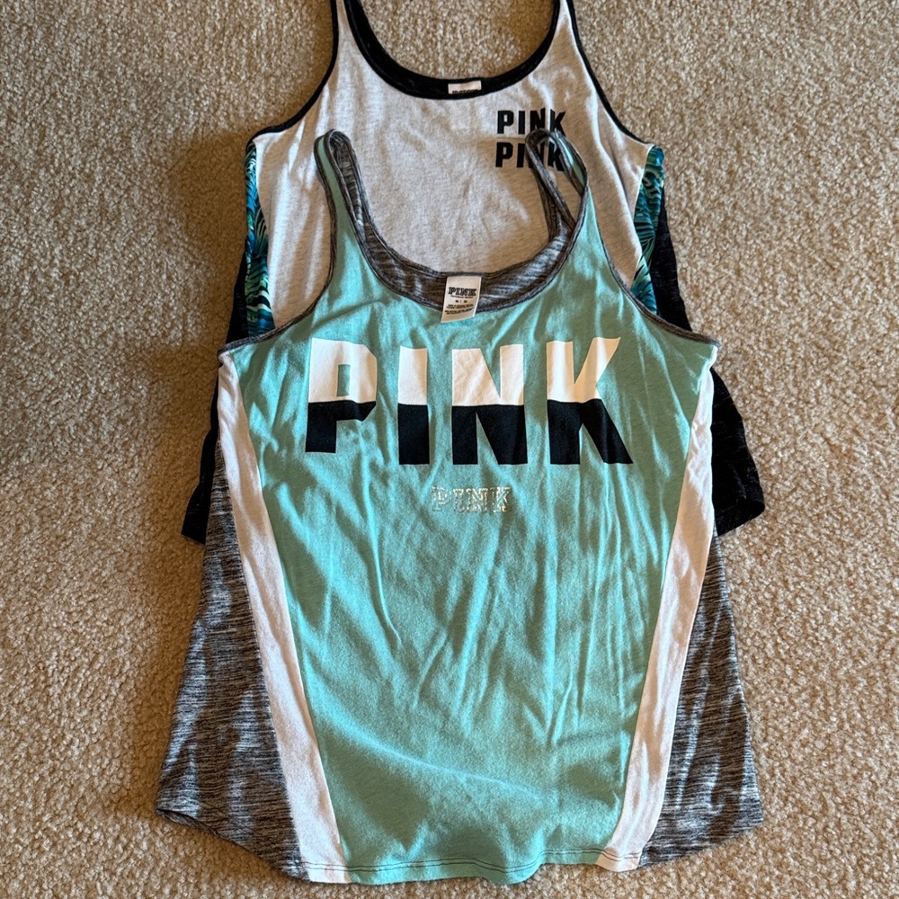 Victoria's Secret PINK Tank Tops Set Aqua, Gray, Black
